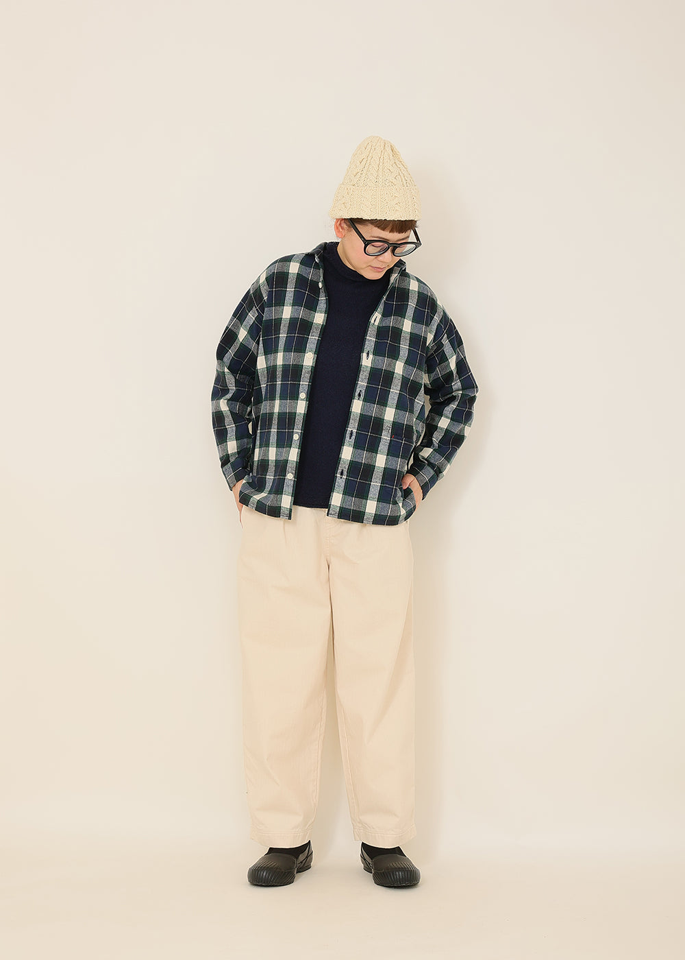 ネイビー×白タータン model:162cm