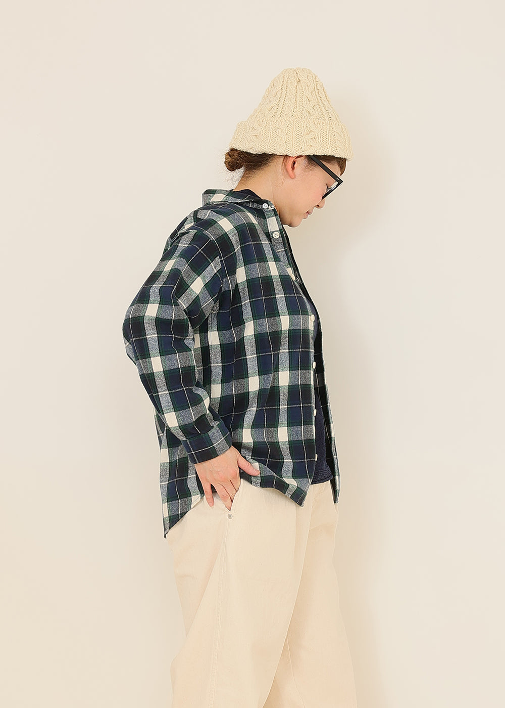 ネイビー×白タータン model:162cm