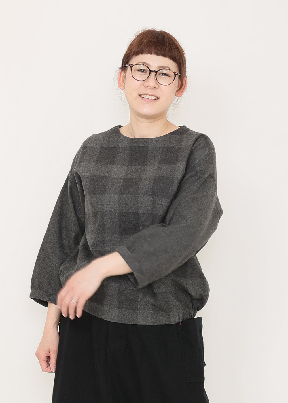 チャコールチェック×チャコール model:162cm