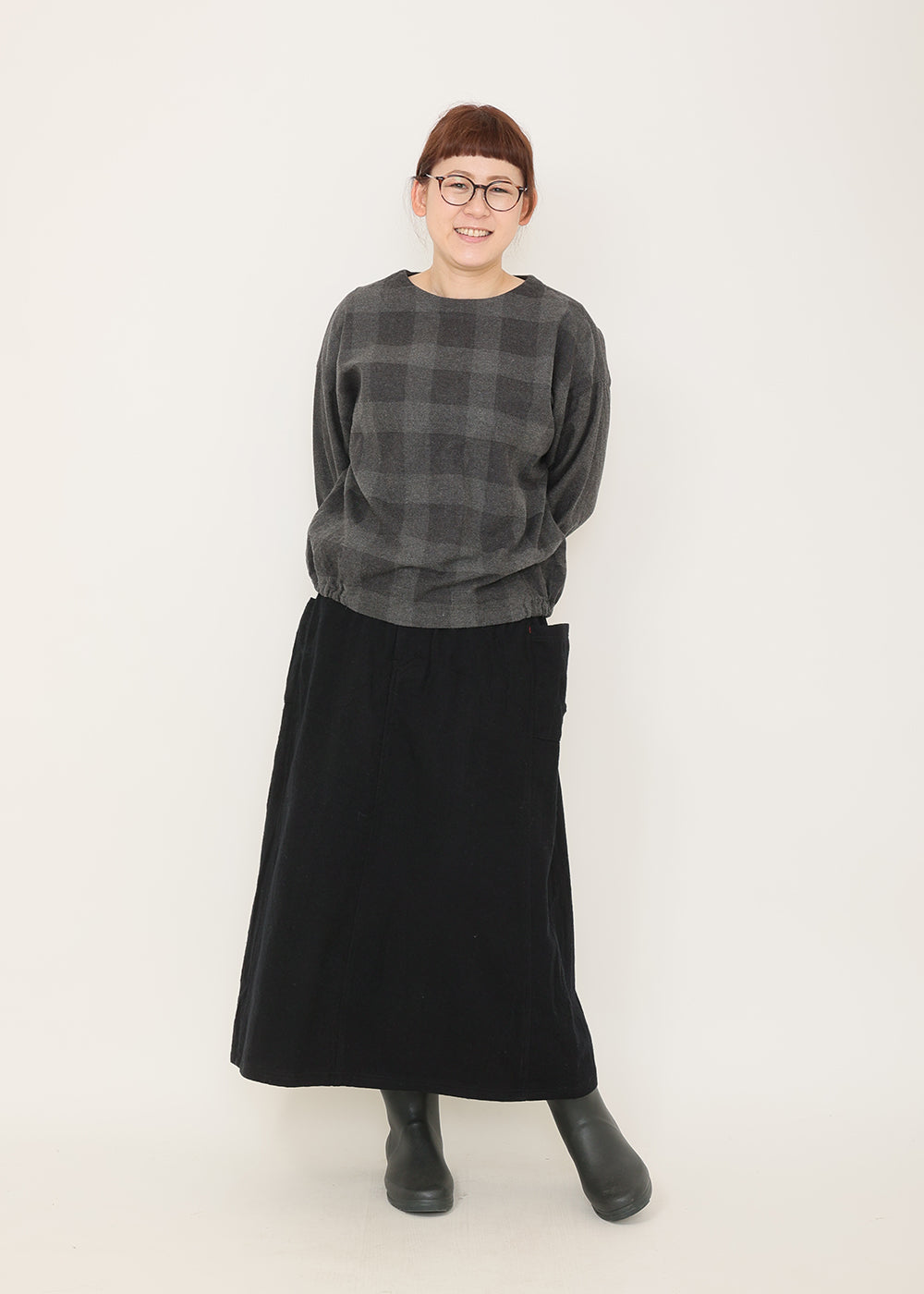チャコールチェック×チャコール model:162cm