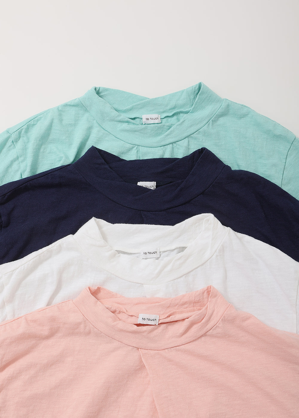 Slub Cotton Semi-Turtleneck 3/4 Sleeve T-Shirt