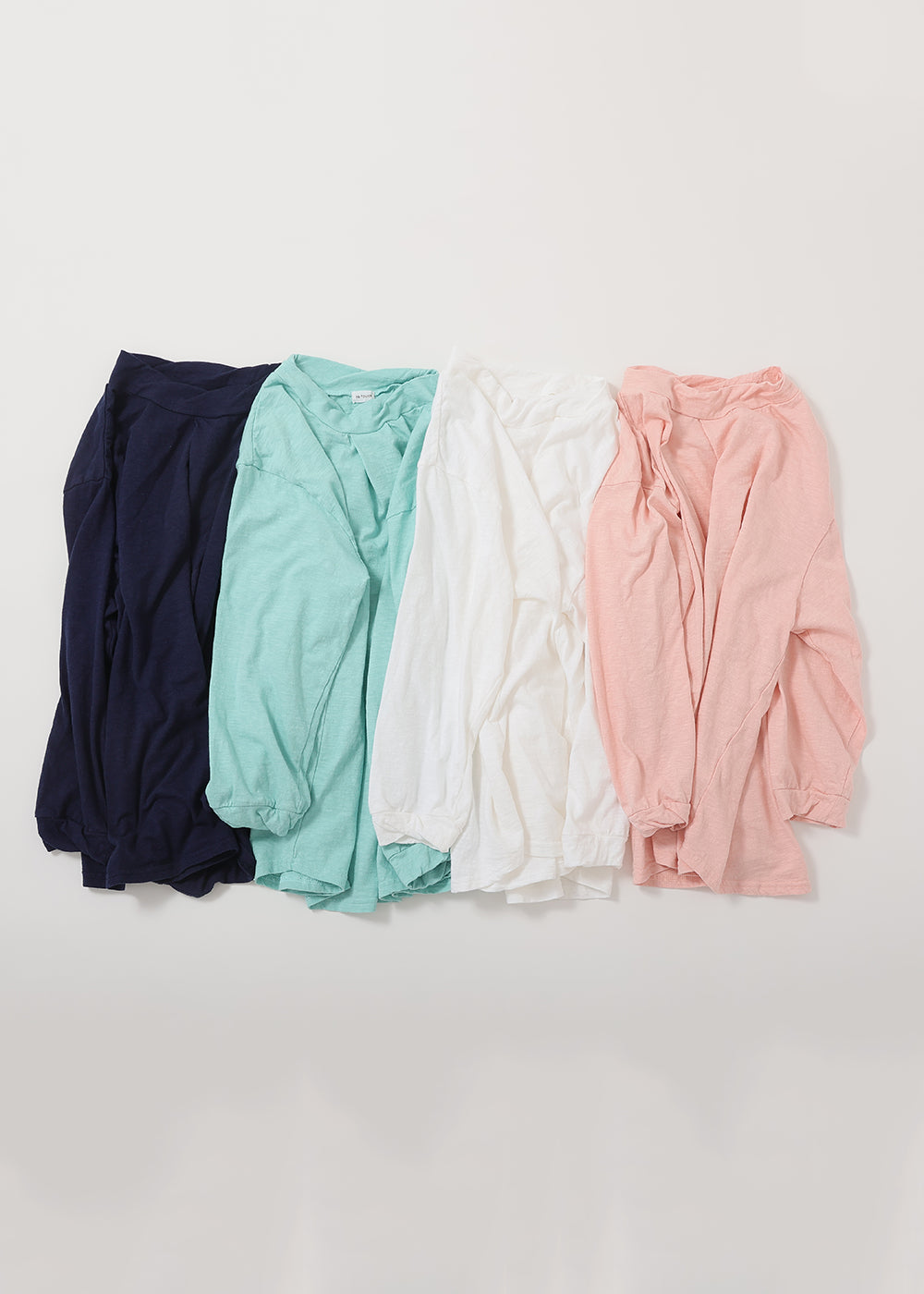 Slub Cotton Semi-Turtleneck 3/4 Sleeve T-Shirt