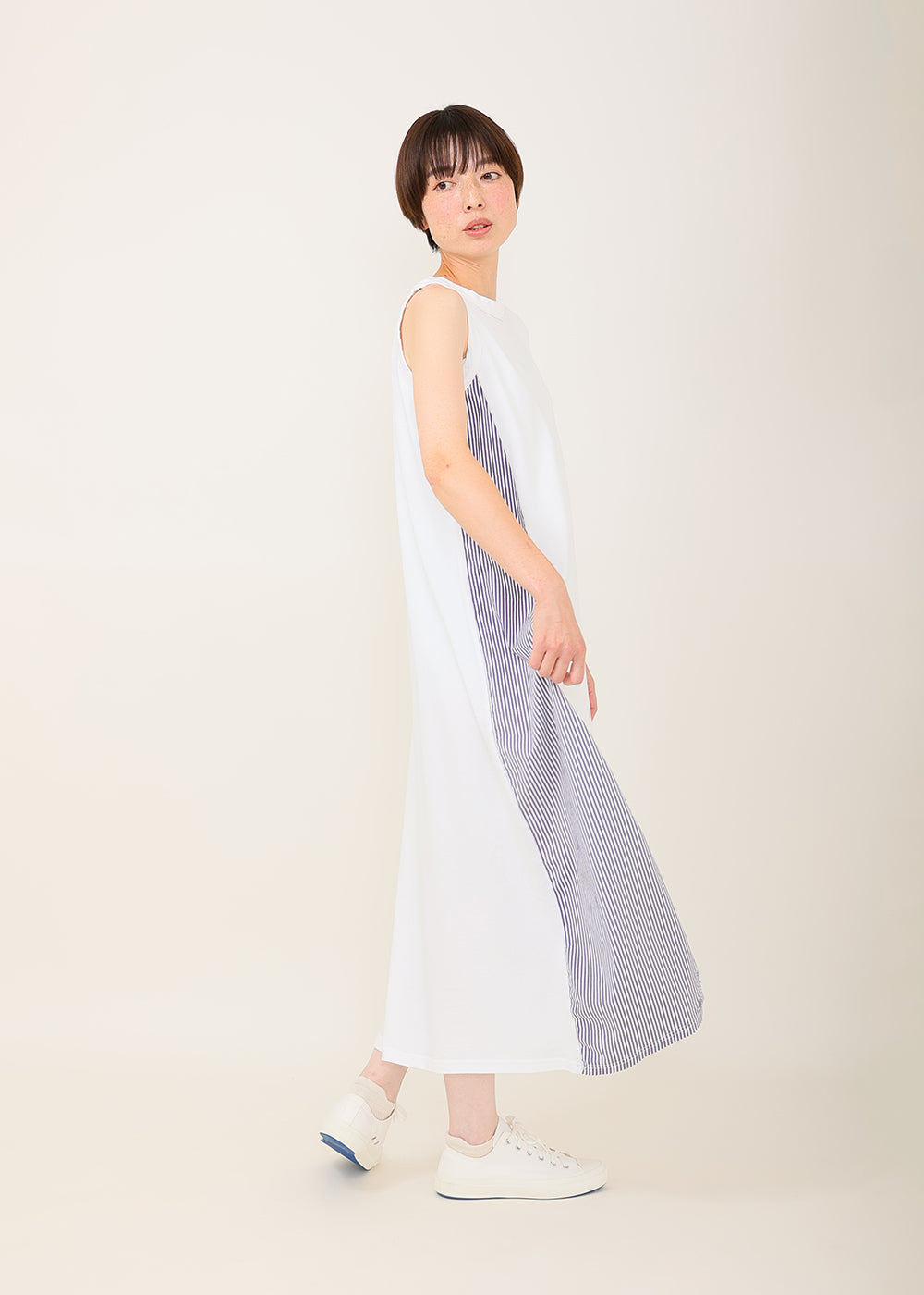 白×ネイビーストライプ model:164cm