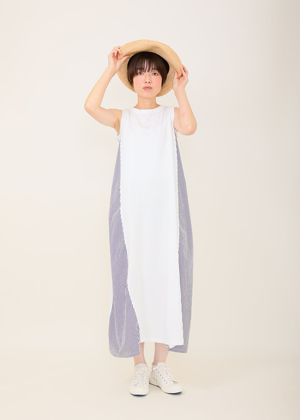 白×ネイビーストライプ model:164cm
