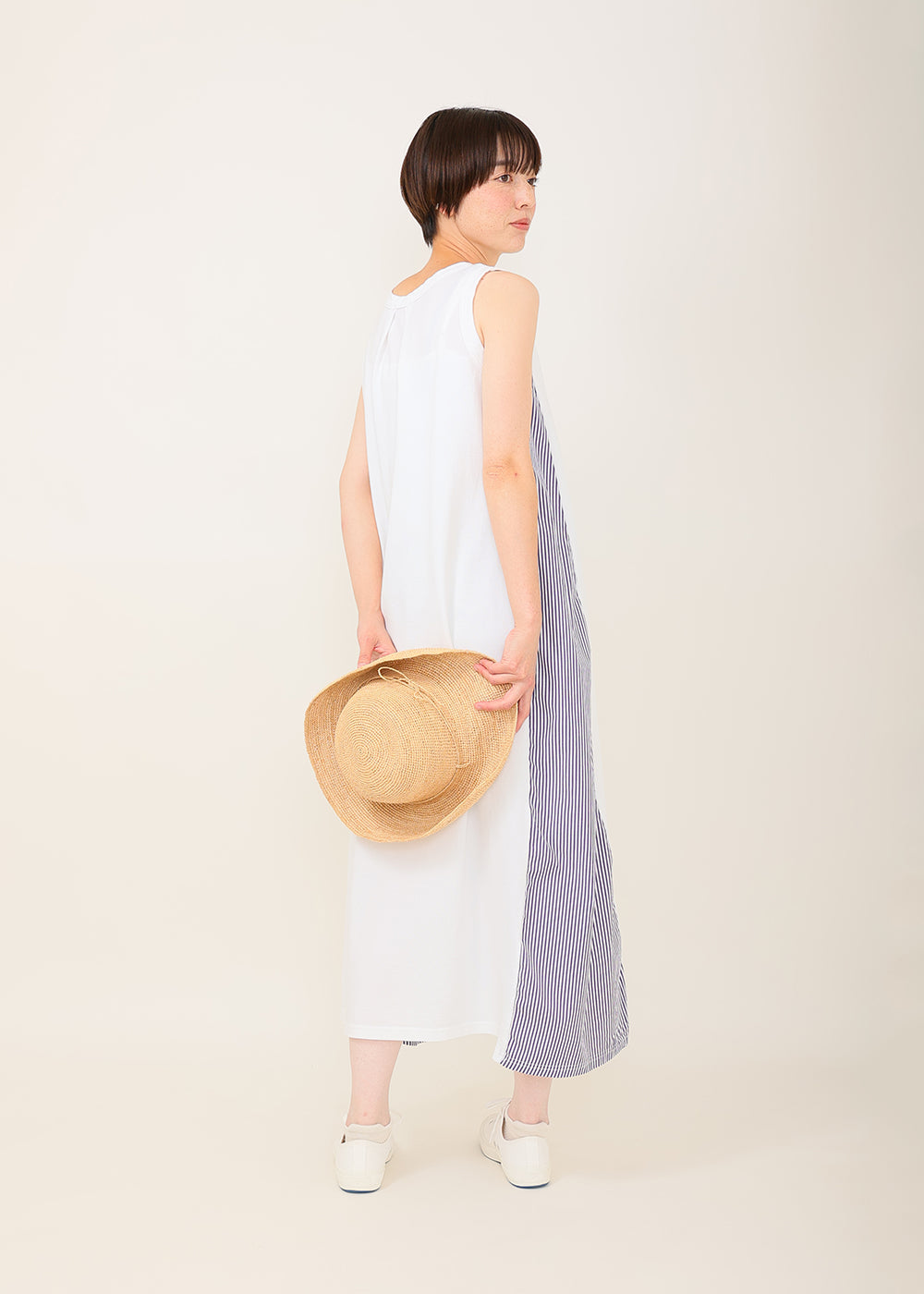 白×ネイビーストライプ model:164cm