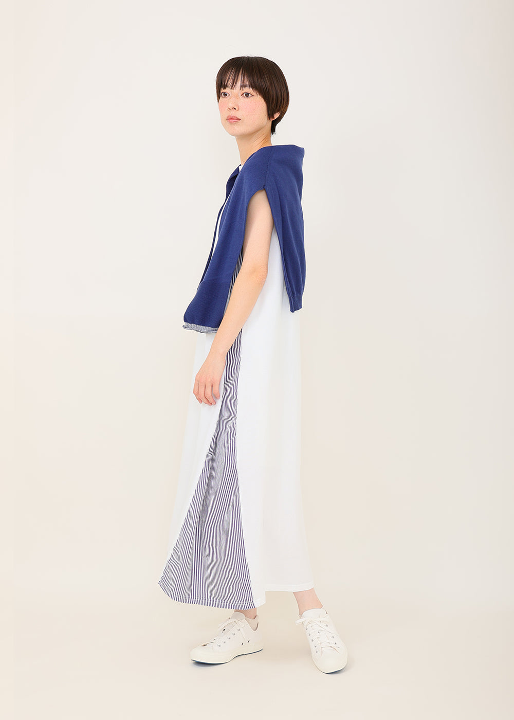 白×ネイビーストライプ model:164cm