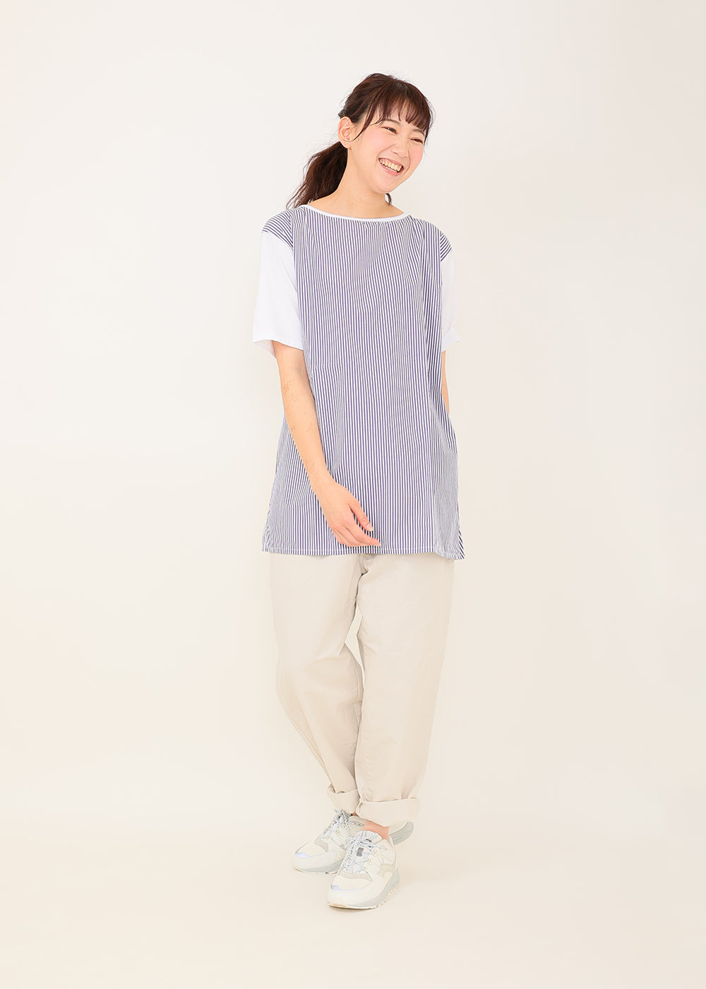白×ネイビーストライプ model:170cm