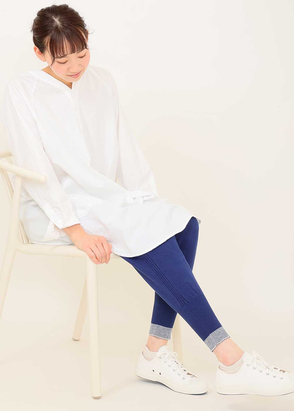 ネイビー×アイボリー model:170cm