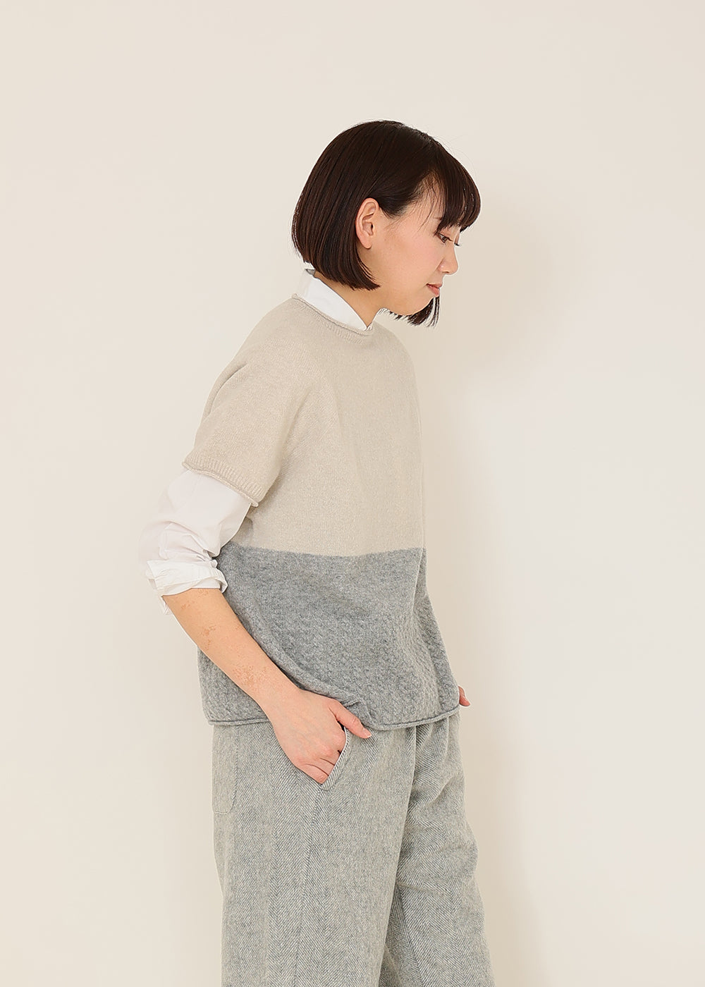アイボリー×グレー model:170cm