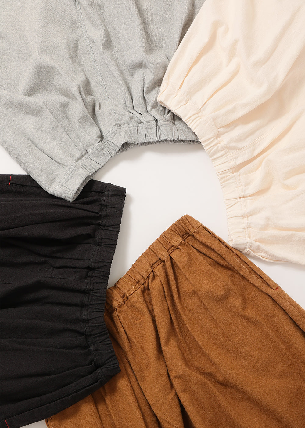 Cotton linen wool brushed twill pleated pants