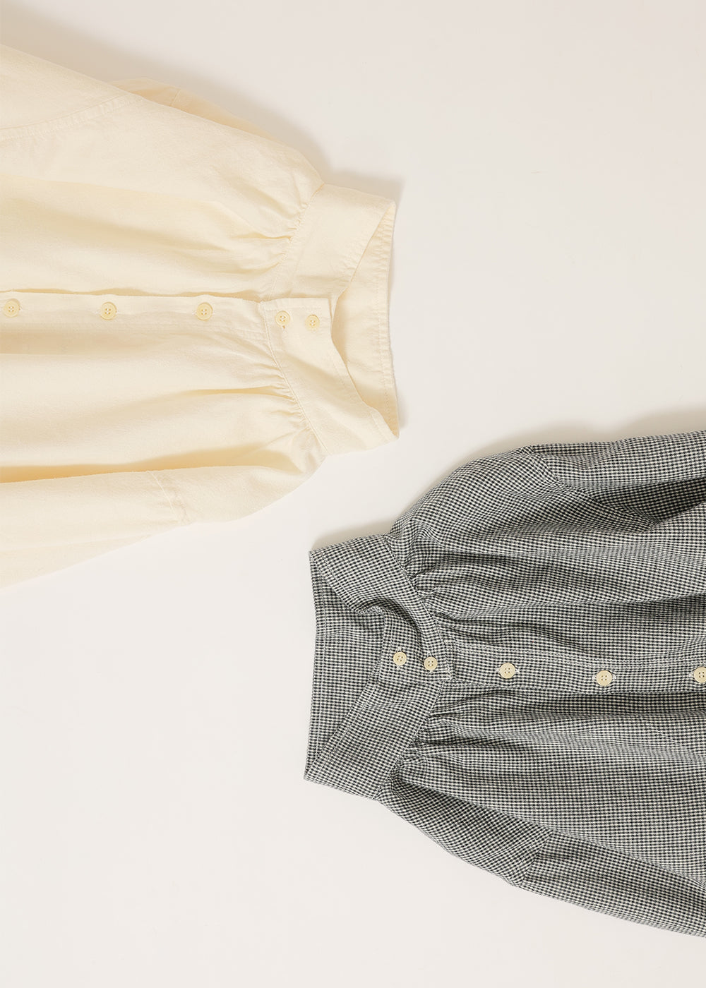 Cotton gingham brushed high neck shirt