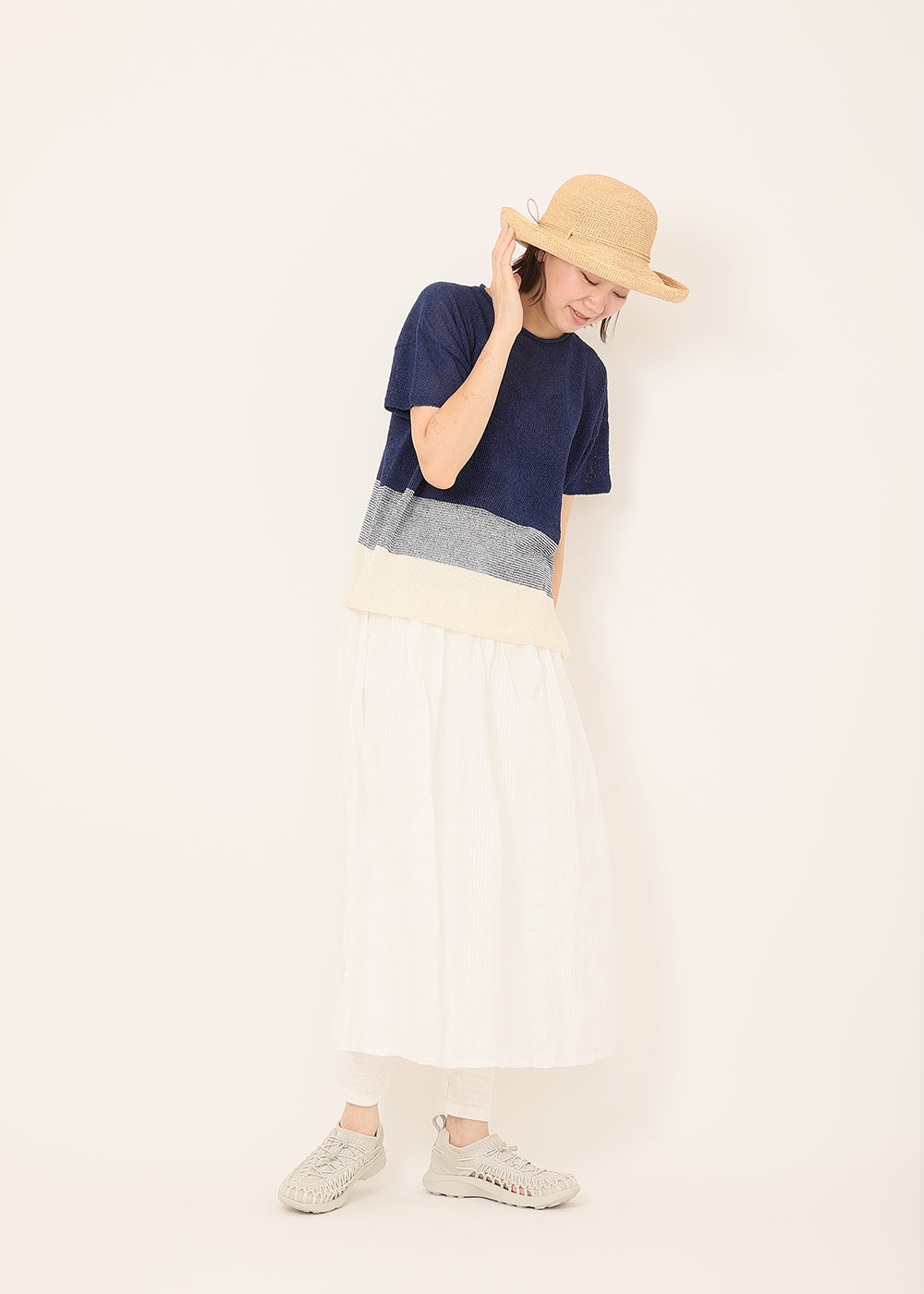 ネイビー×クリーム model:164cm
