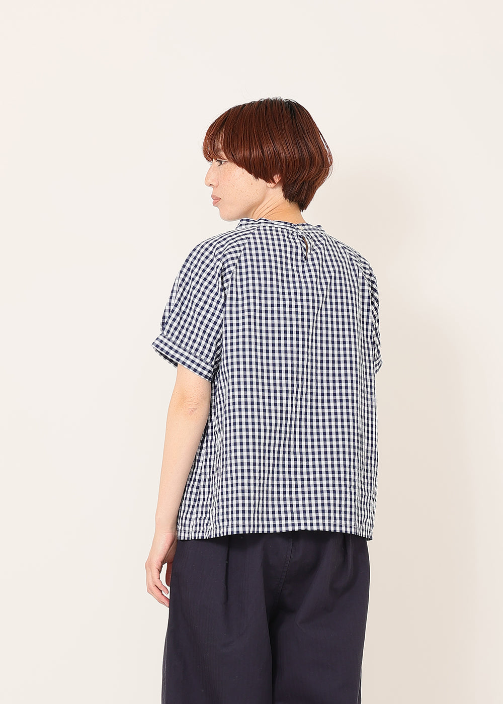ネイビーギンガム model:164cm