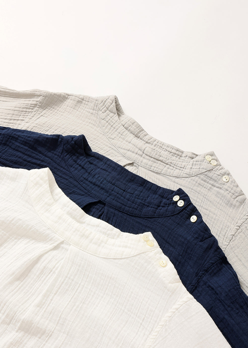 Wガーゼ ラウンドネック