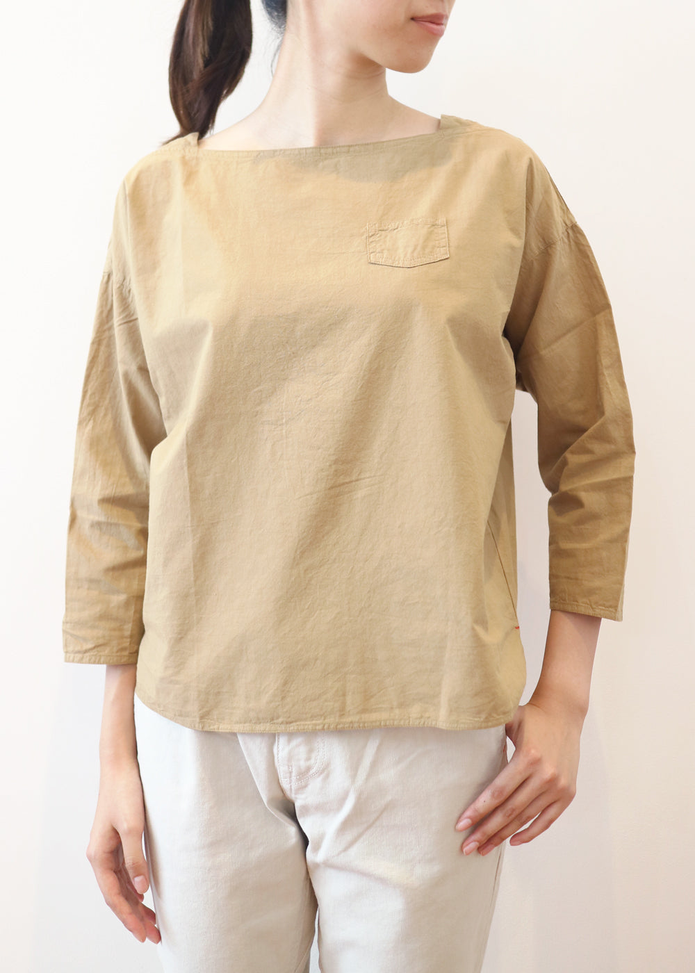 Cotton cloth boat neck P/O