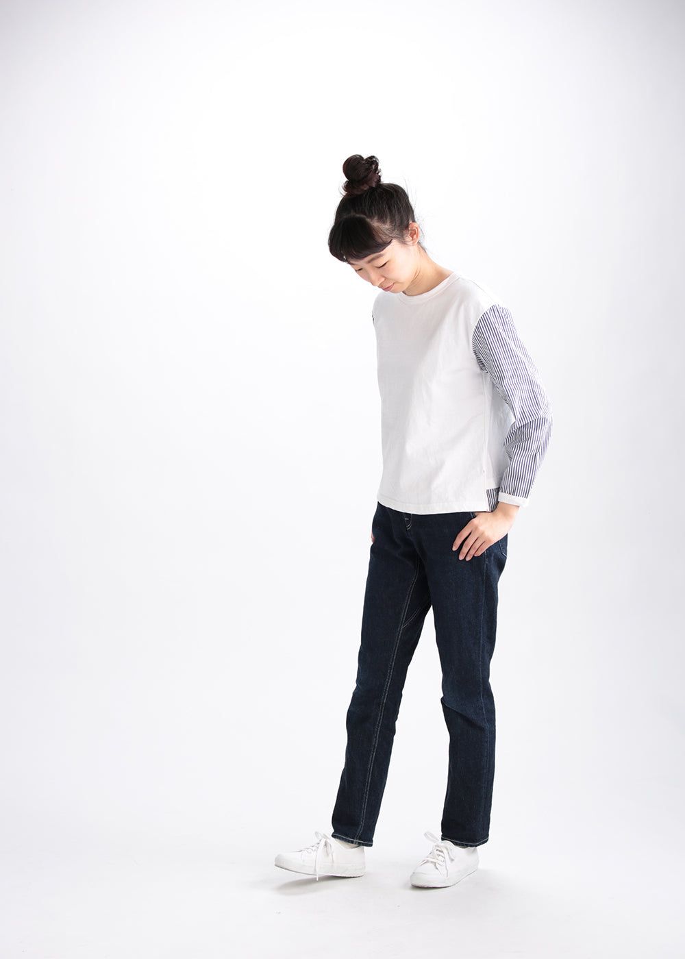 白×ストライプ model:164cm
