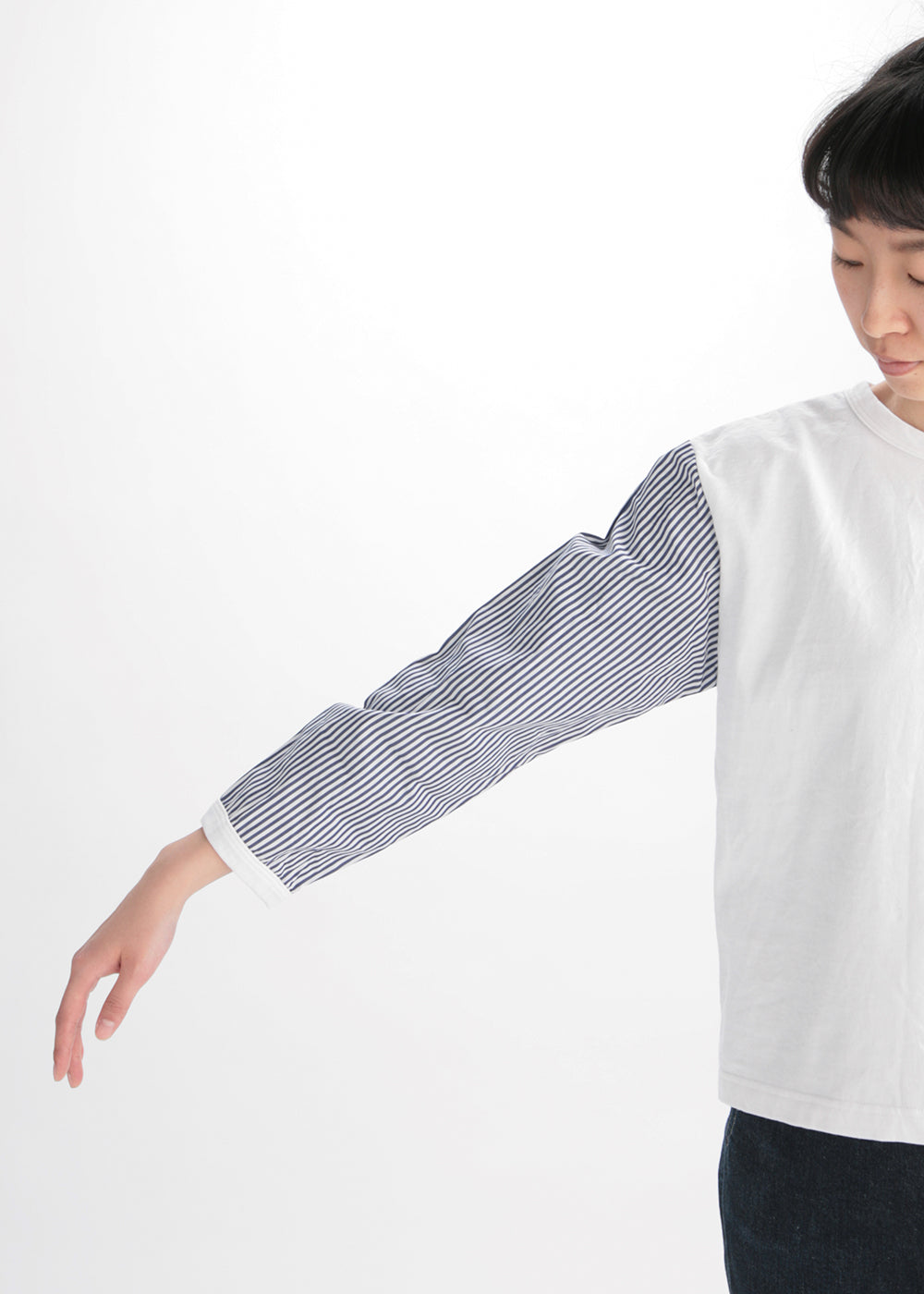 白×ストライプ model:164cm