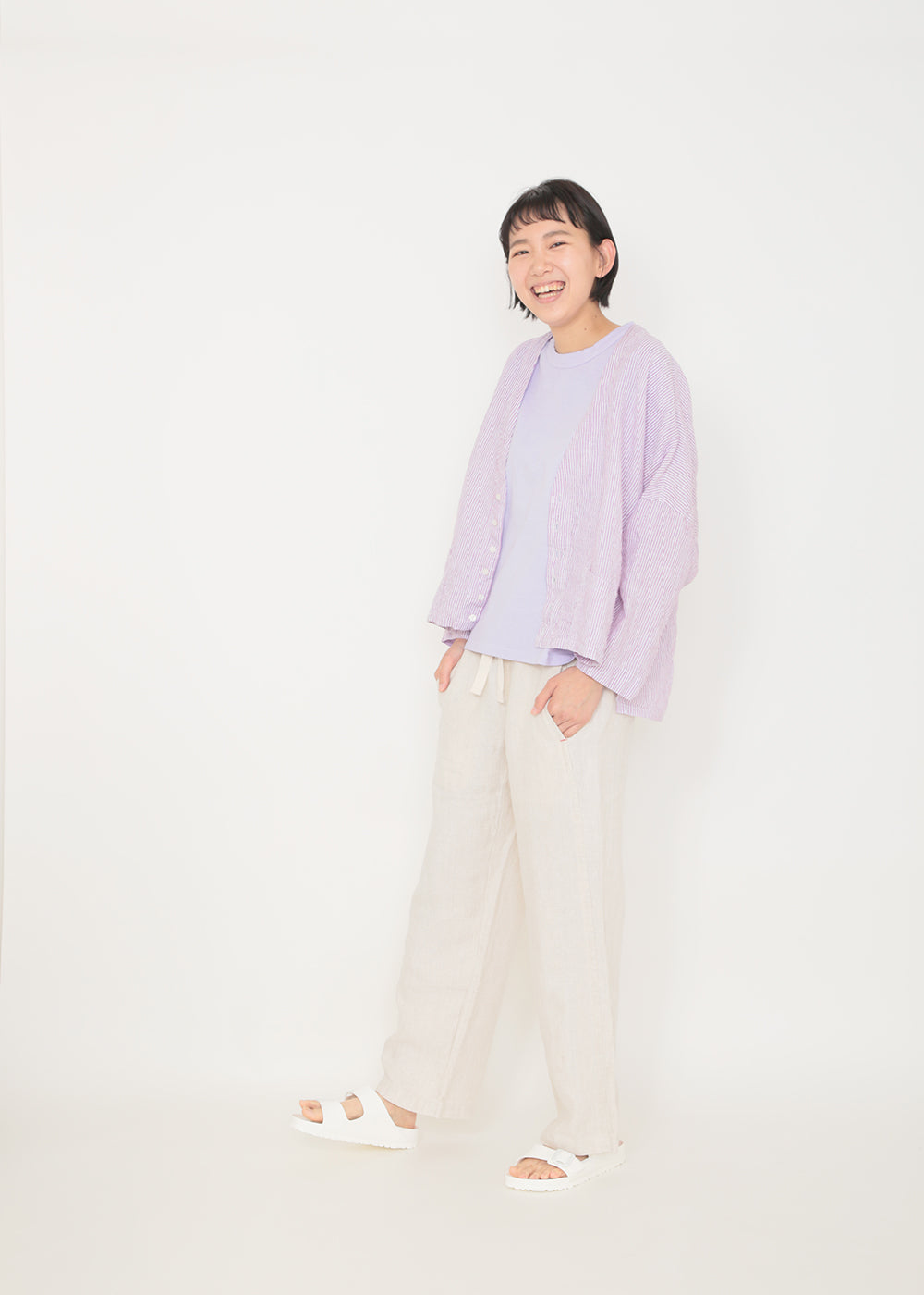 リネンヘリンボン パンツ