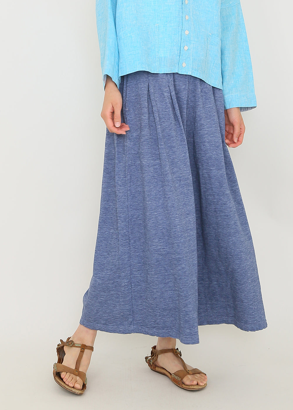 Vintage slub pleated pants