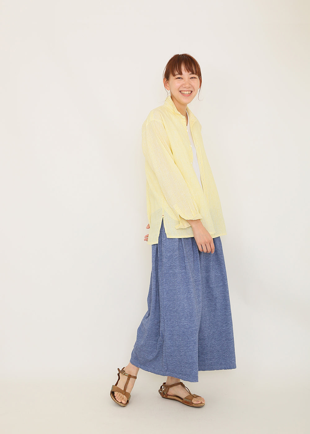 Vintage slub pleated pants
