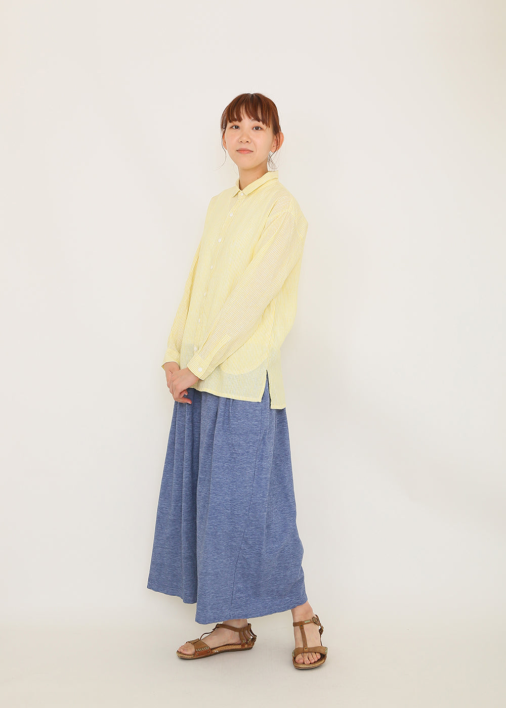 Vintage slub pleated pants