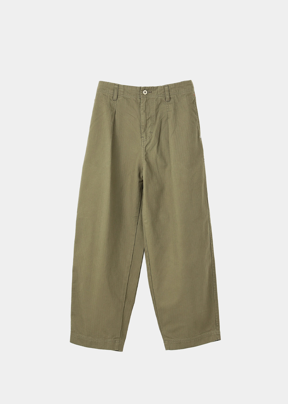 Cotton herringbone twill tuck pants