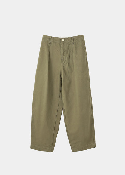 Cotton herringbone twill tuck pants