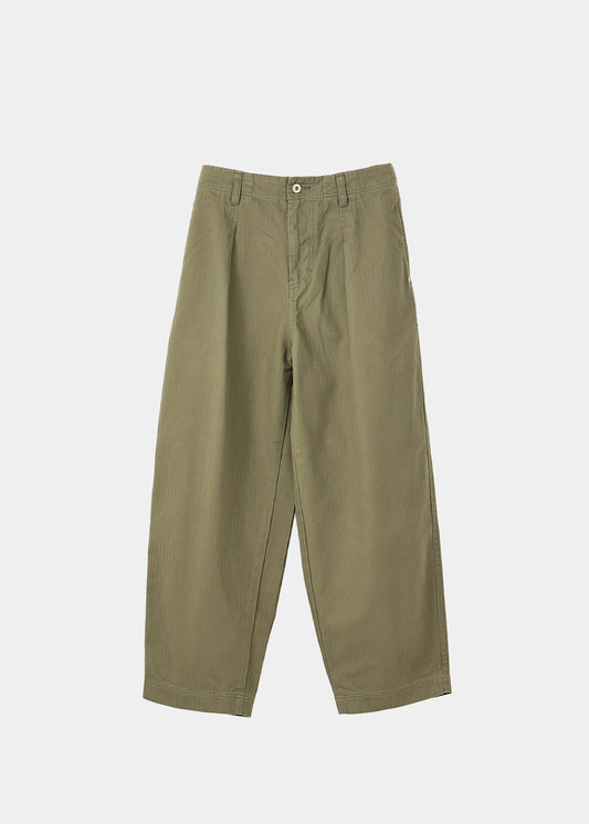 Cotton herringbone twill tuck pants
