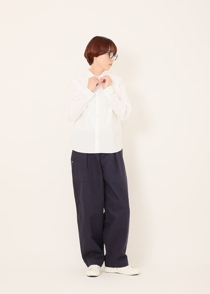 Cotton herringbone twill tuck pants