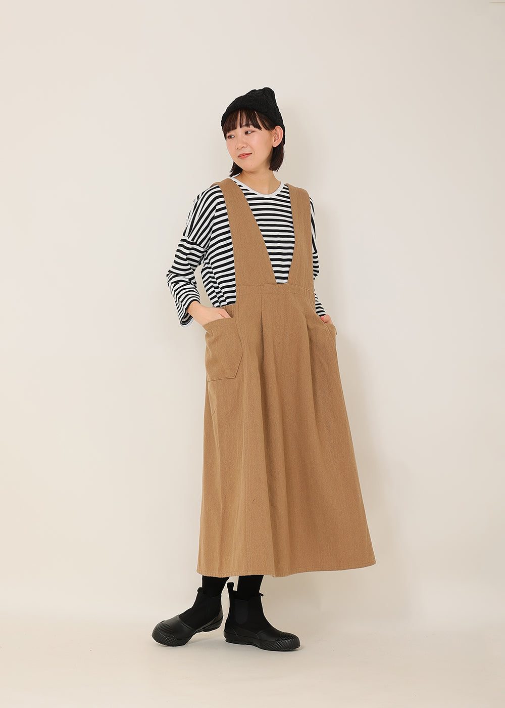 Cotton wool herringbone jumper skirt│to touch - Main Image