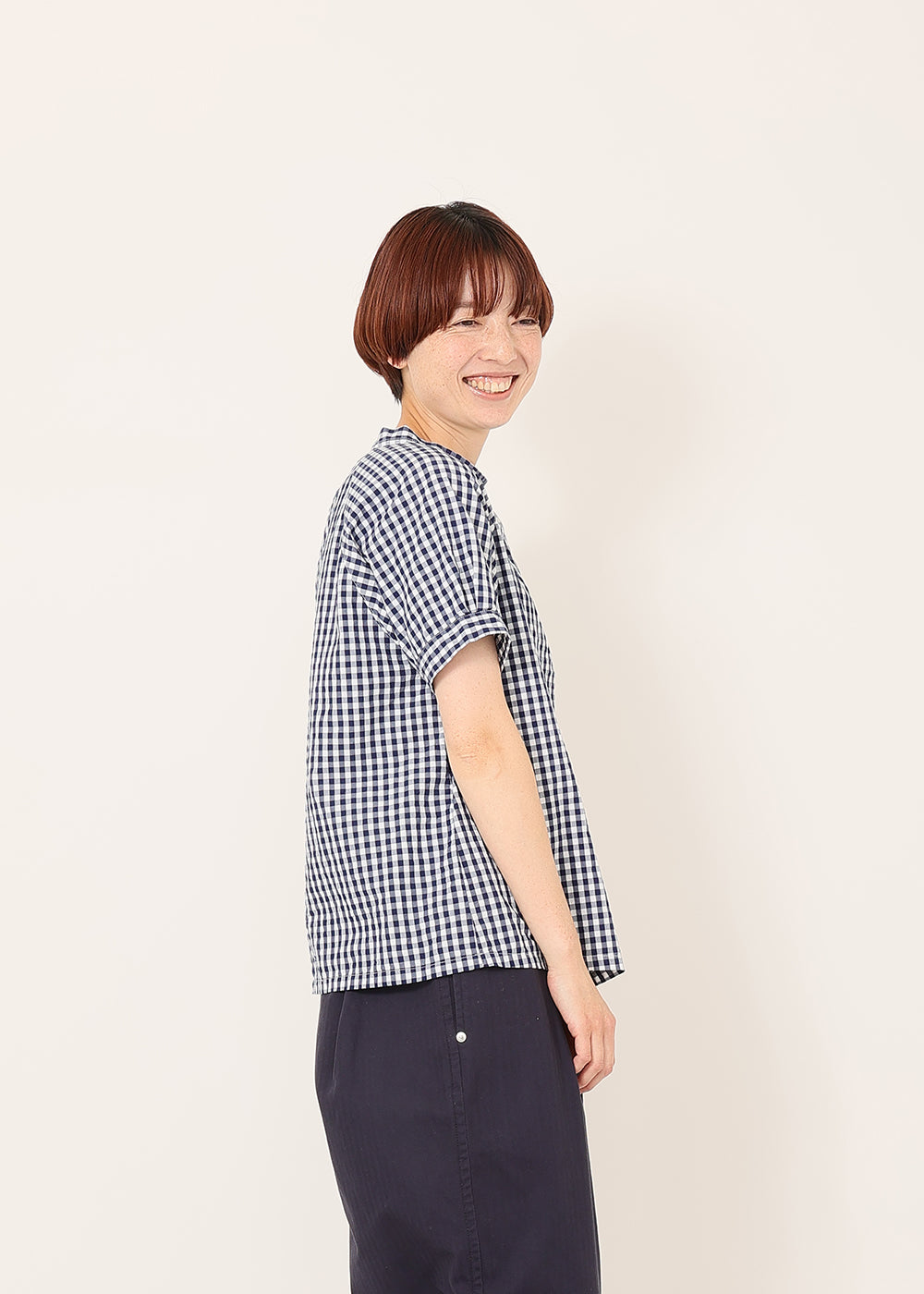 ネイビーギンガム　model：164cm