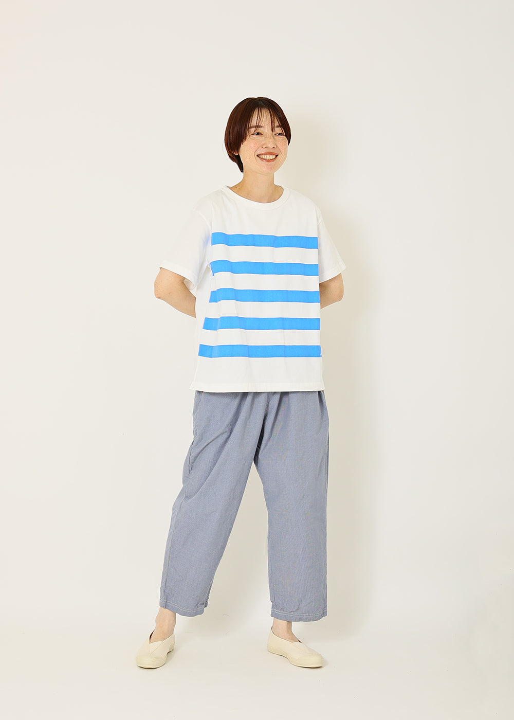 白×スカイブルー　model：164cm
