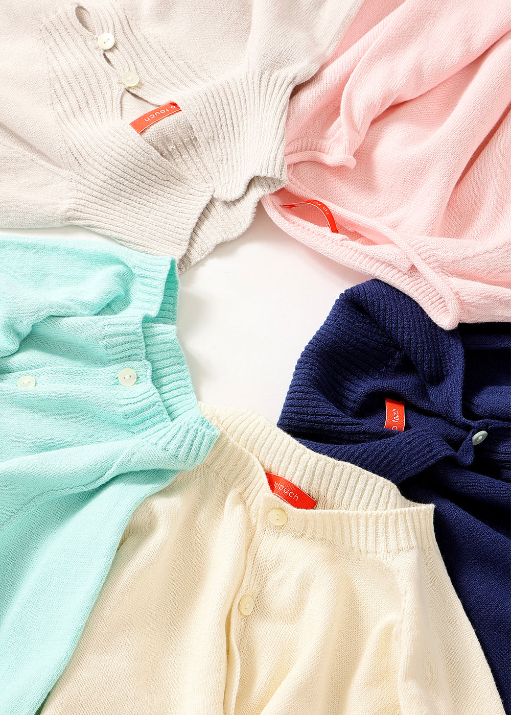 オーガニックコットン丸首カーデ