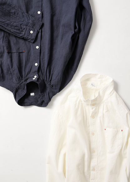 ドビーコットンストライプハイネックシャツ