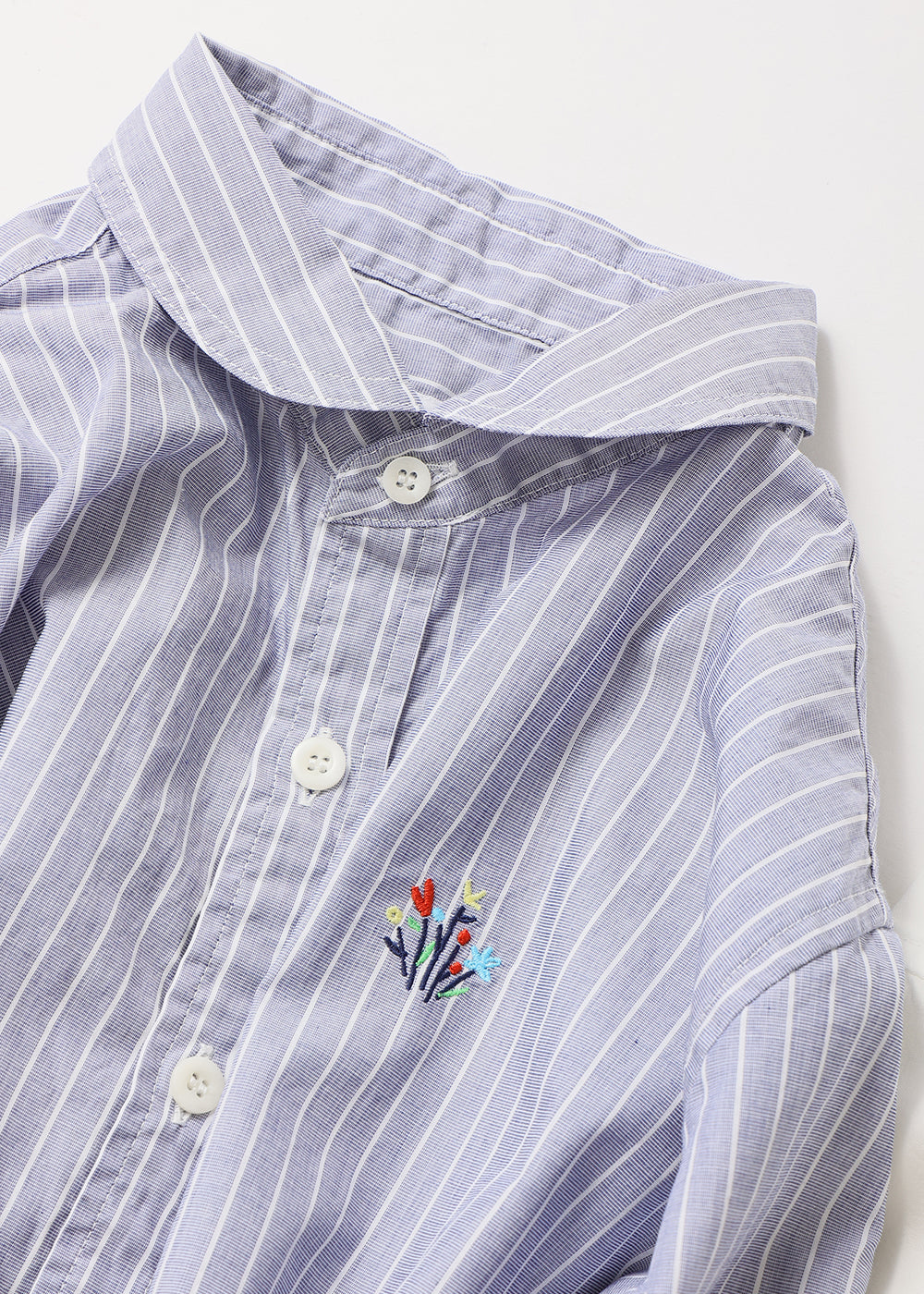 ネイビーシャンブレー×白ストライプ