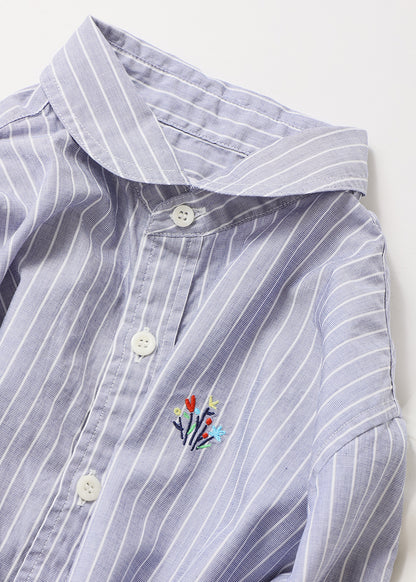 ネイビーシャンブレー×白ストライプ