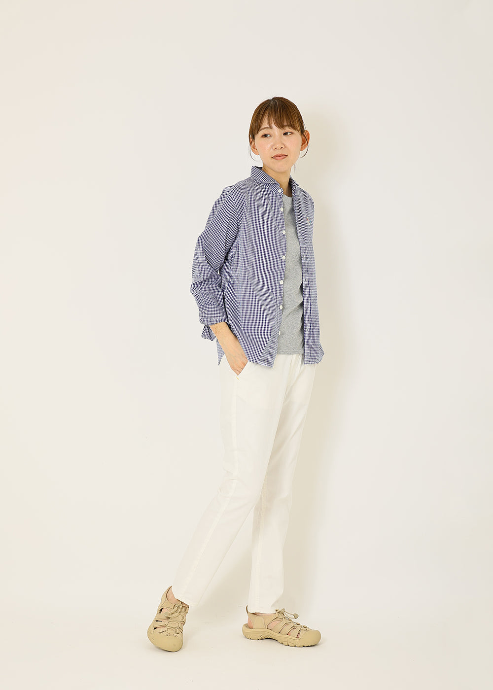 ネイビーギンガム　model：170cm