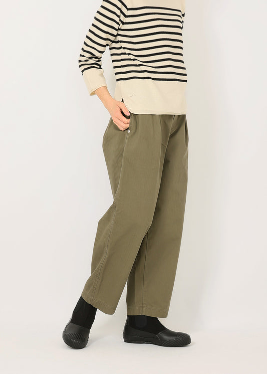コットンへリンボンツイルタックパンツ