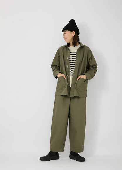 Cotton herringbone twill tuck pants