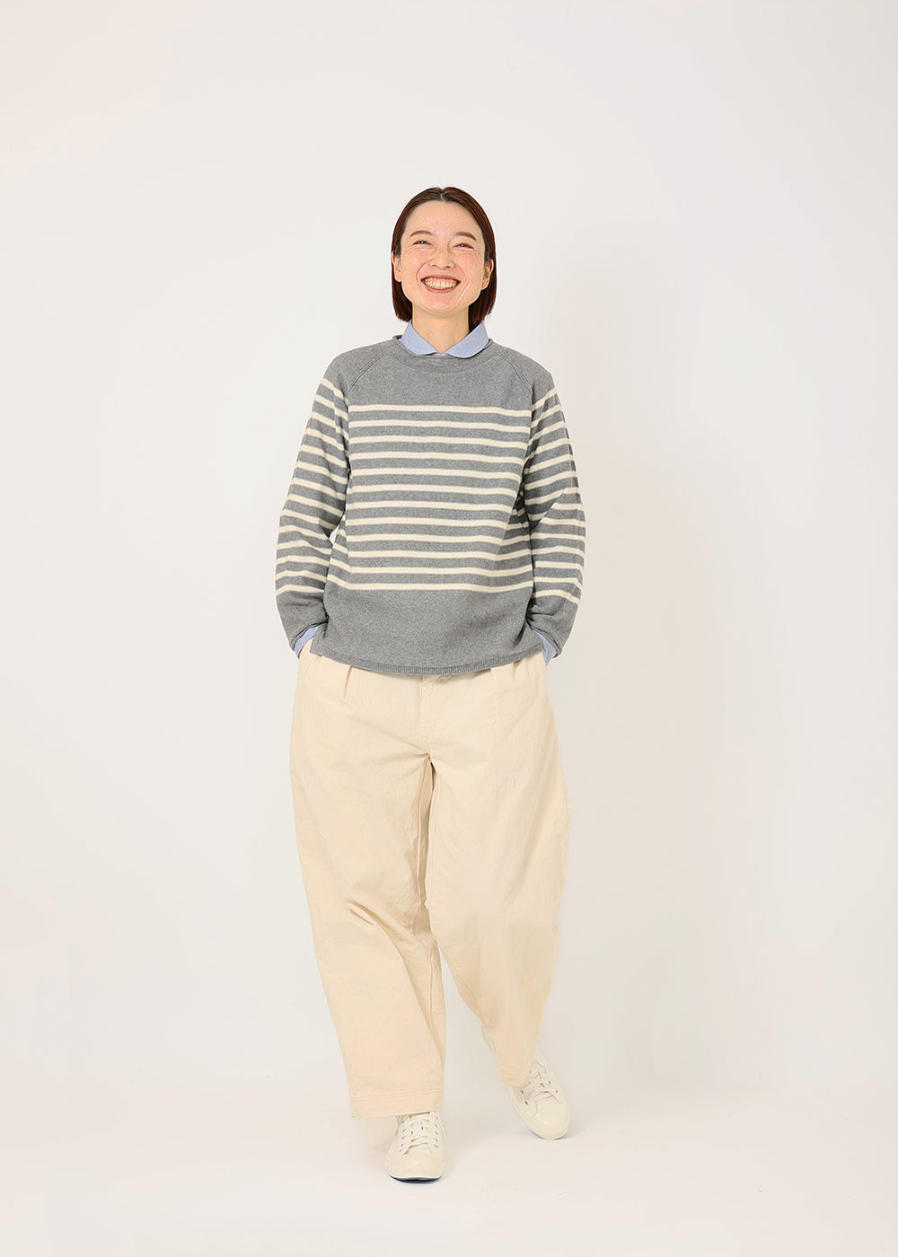 トップグレー×オフ白　model：165cm